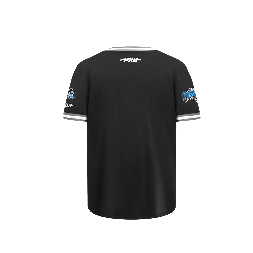 NBA ORLANDO MAGIC CLASSIC T-SHIRT CÔTELÉ RAYÉ À MANCHES COURTES POUR GARÇON ENFANT (NOIR/GRIS)