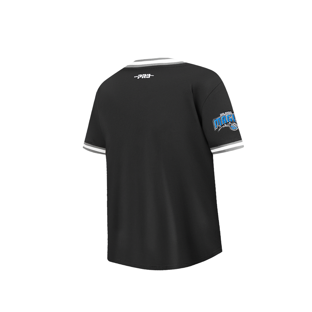 NBA ORLANDO MAGIC CLASSIC T-SHIRT CÔTELÉ RAYÉ À MANCHES COURTES POUR GARÇON ENFANT (NOIR/GRIS)
