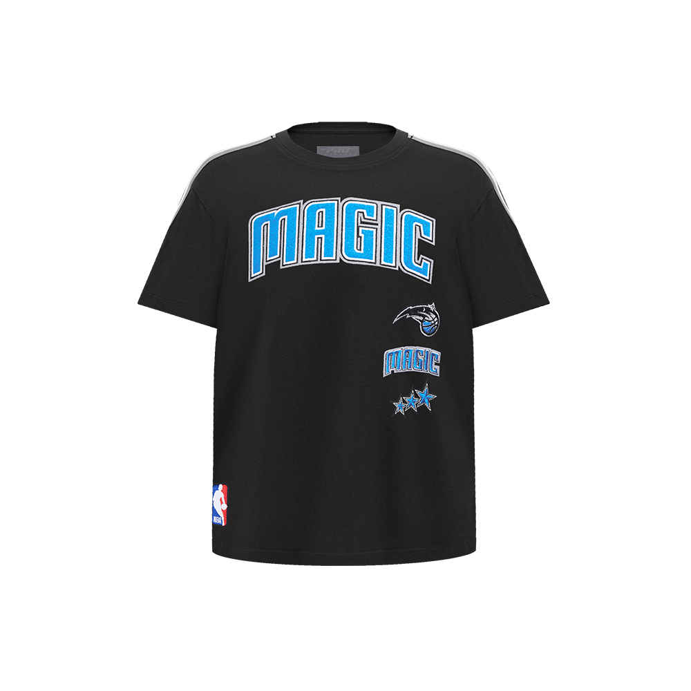 NBA ORLANDO MAGIC RETRO CLASSIC T-SHIRT À BANDES À MANCHES COURTES POUR GARÇON ENFANT (NOIR/GRIS)
