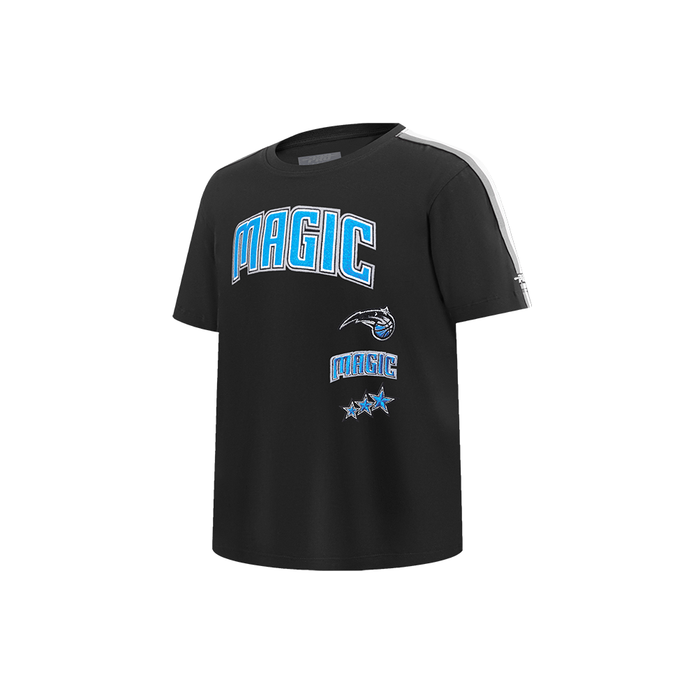 NBA ORLANDO MAGIC RETRO CLASSIC T-SHIRT À BANDES À MANCHES COURTES POUR GARÇON ENFANT (NOIR/GRIS)