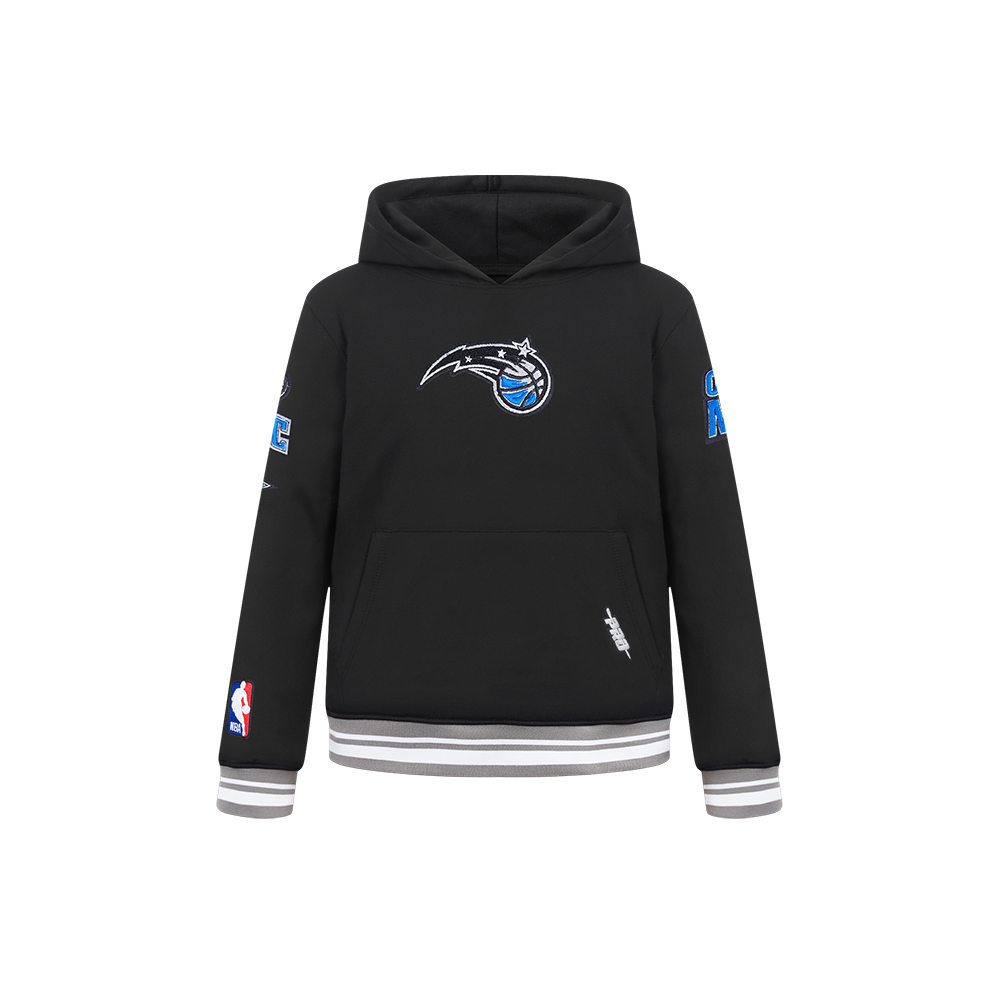 NBA ORLANDO MAGIC RETRO CLASSIC LITTLE BOY'S RIB FLEECE PULLOVER HOODIE (BLACK/GRAY)