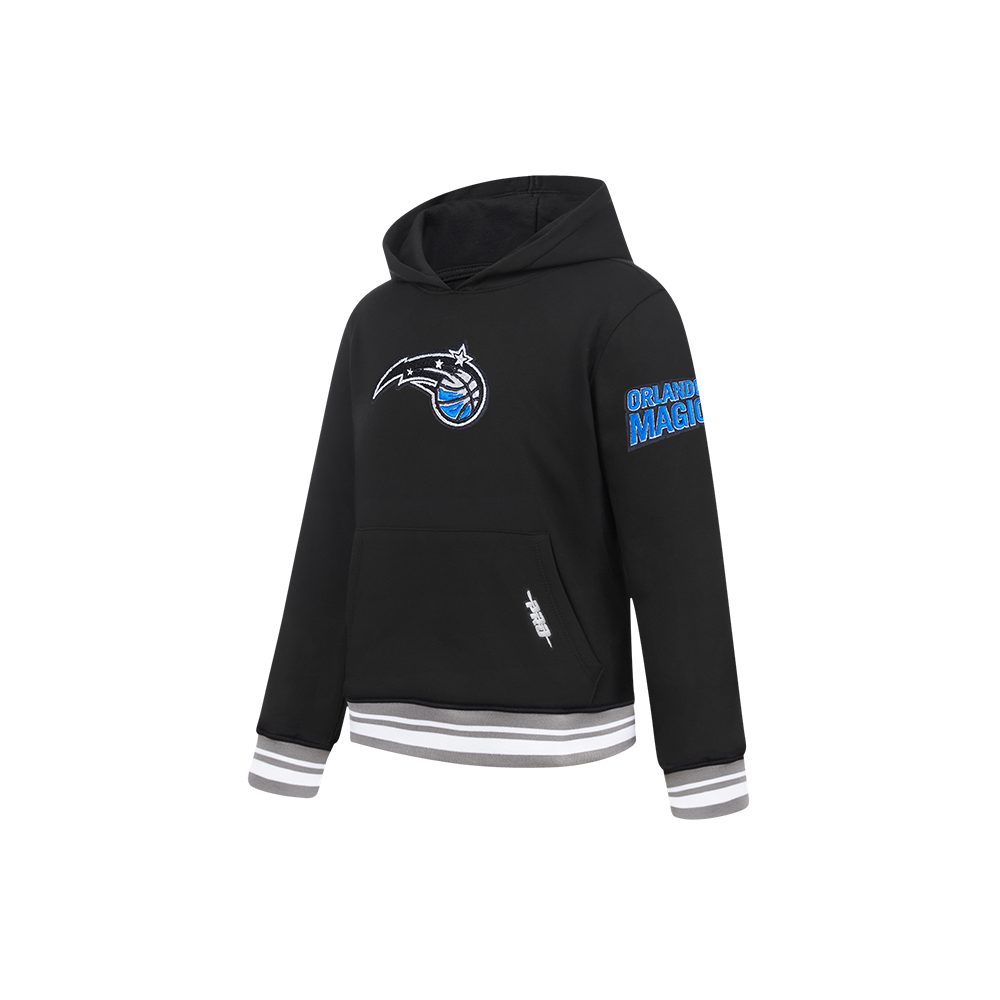 NBA ORLANDO MAGIC RETRO CLASSIC LITTLE BOY'S RIB FLEECE PULLOVER HOODIE (BLACK/GRAY)