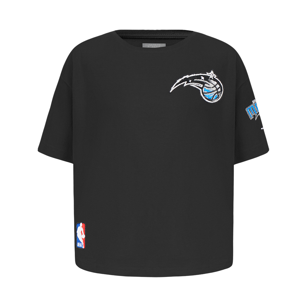 NBA ORLANDO MAGIC CLASSIC T-SHIRT À COUPE CARRÉE À MANCHES COURTES POUR FILLE ENFANT (NOIR)