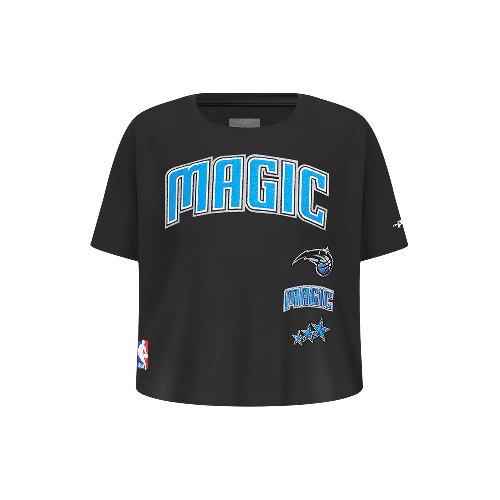NBA ORLANDO MAGIC RETRO CLASSIC T-SHIRT À COUPE CARRÉE À MANCHES COURTES POUR FILLE ENFANT (NOIR)
