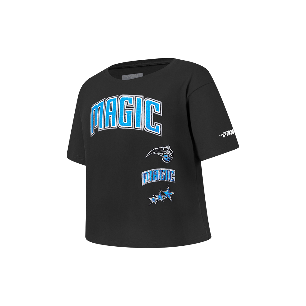 NBA ORLANDO MAGIC RETRO CLASSIC T-SHIRT À COUPE CARRÉE À MANCHES COURTES POUR FILLE ENFANT (NOIR)