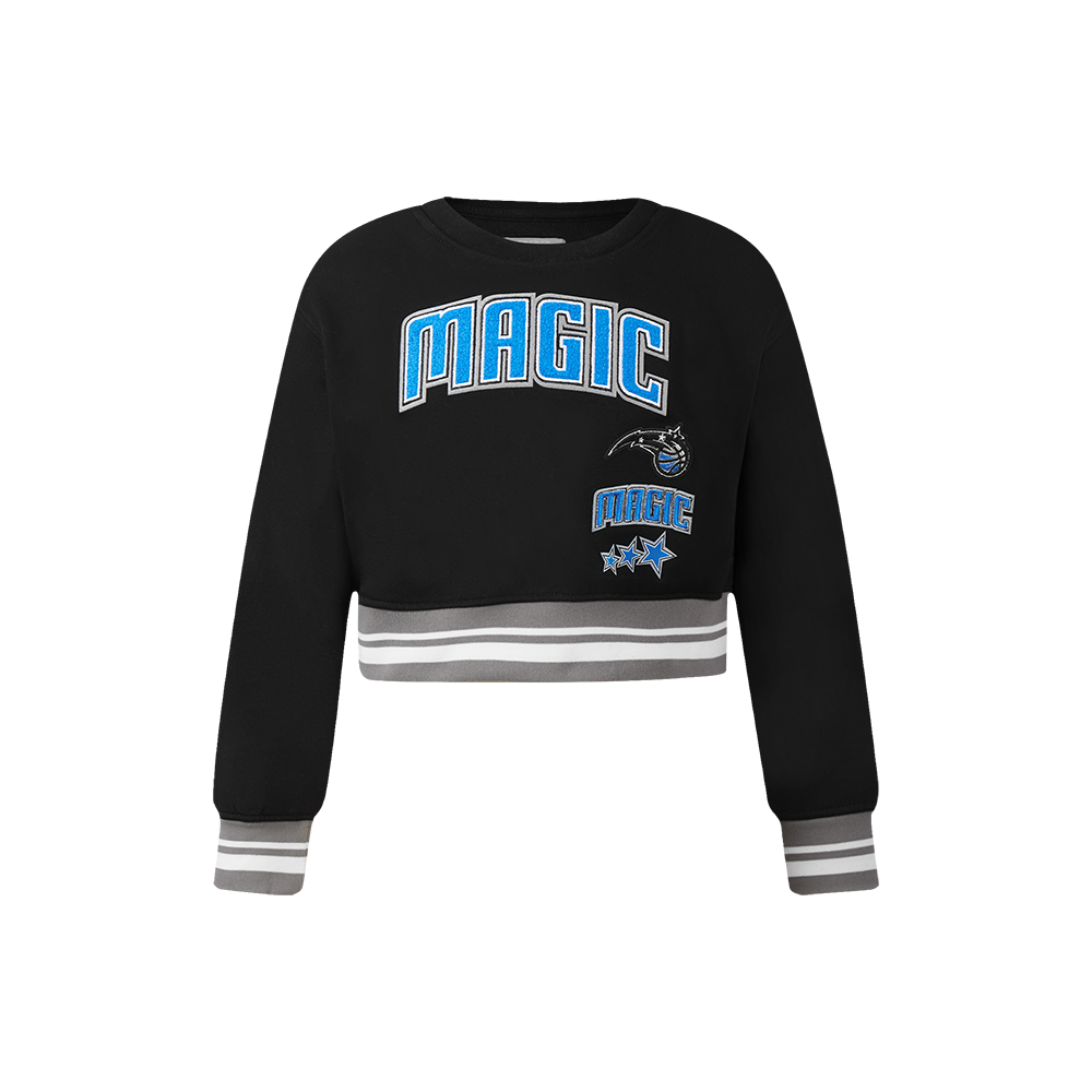 NBA ORLANDO MAGIC RETRO CLASSIC CHANDAIL À COL ROND EN MOLLETON CÔTELÉ POUR FILLE ENFANT (NOIR/GRIS)