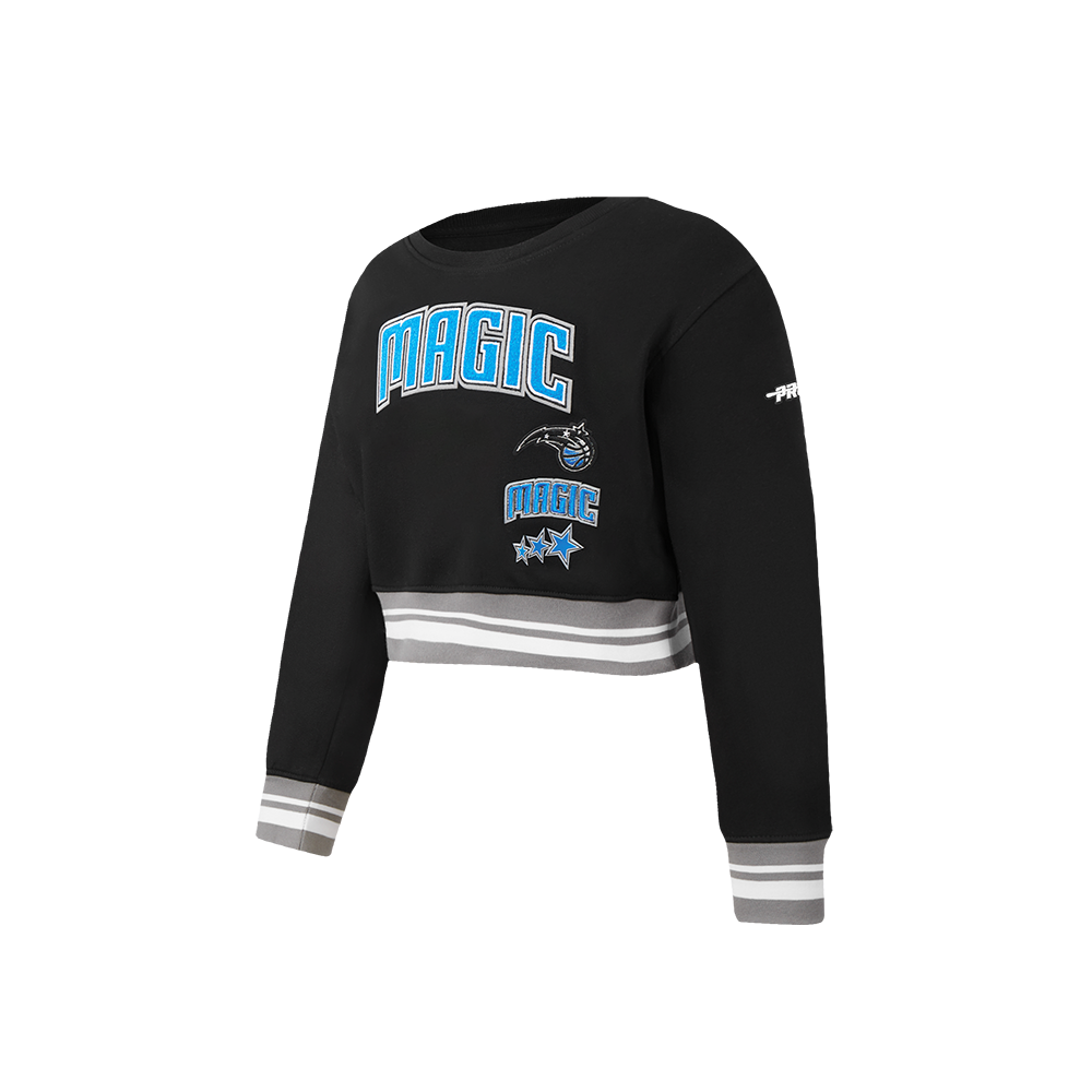 NBA ORLANDO MAGIC RETRO CLASSIC LITTLE GIRLS  RIB FLEECE CREWNECK (BLACK/GRAY)
