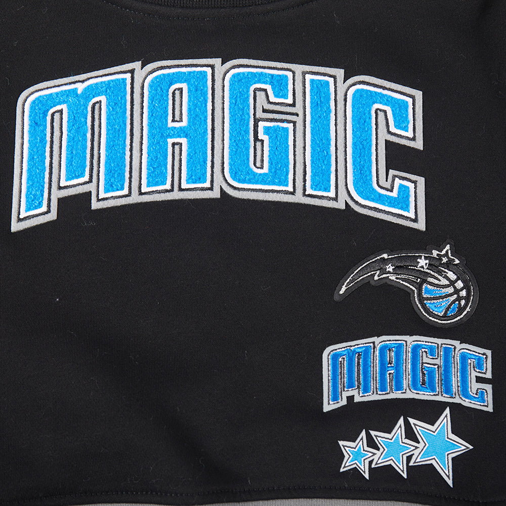 NBA ORLANDO MAGIC RETRO CLASSIC CHANDAIL À COL ROND EN MOLLETON CÔTELÉ POUR FILLE ENFANT (NOIR/GRIS)