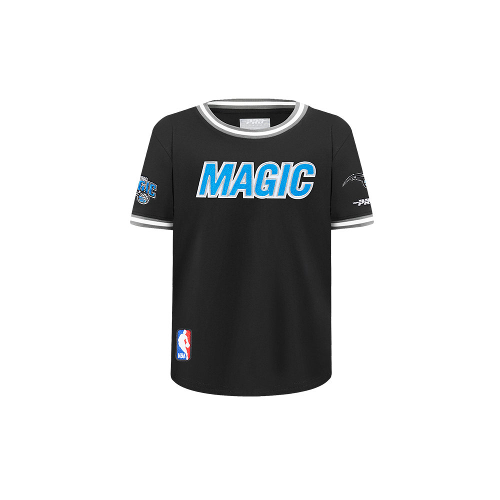 NBA ORLANDO MAGIC CLASSIC T-SHIRT CÔTELÉ RAYÉ À MANCHES COURTES POUR GARÇON BAMBIN (NOIR/GRIS)