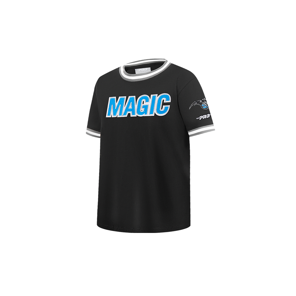 NBA ORLANDO MAGIC CLASSIC T-SHIRT CÔTELÉ RAYÉ À MANCHES COURTES POUR GARÇON BAMBIN (NOIR/GRIS)