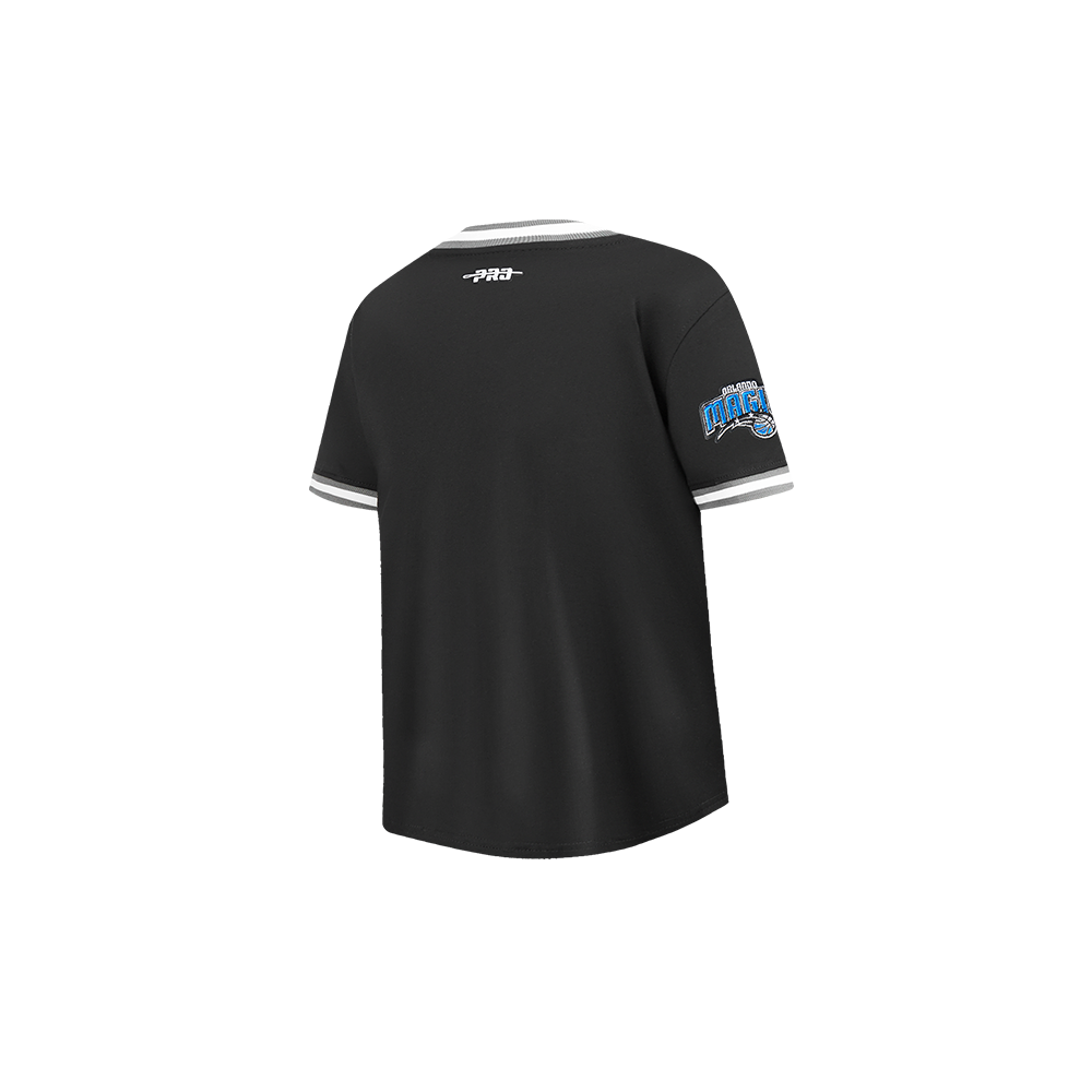 NBA ORLANDO MAGIC CLASSIC T-SHIRT CÔTELÉ RAYÉ À MANCHES COURTES POUR GARÇON BAMBIN (NOIR/GRIS)
