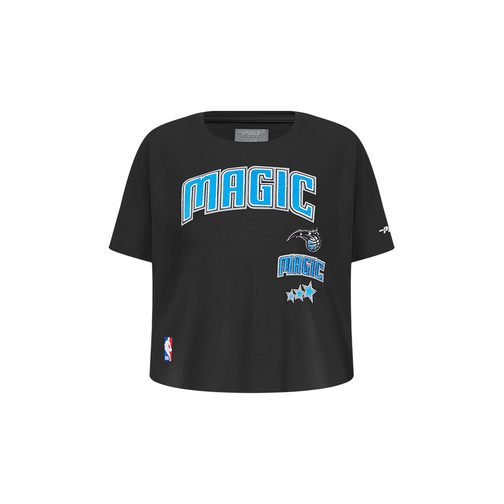 NBA ORLANDO MAGIC RETRO CLASSIC T-SHIRT À COUPE CARRÉE À MANCHES COURTES POUR FILLE BAMBIN (NOIR)
