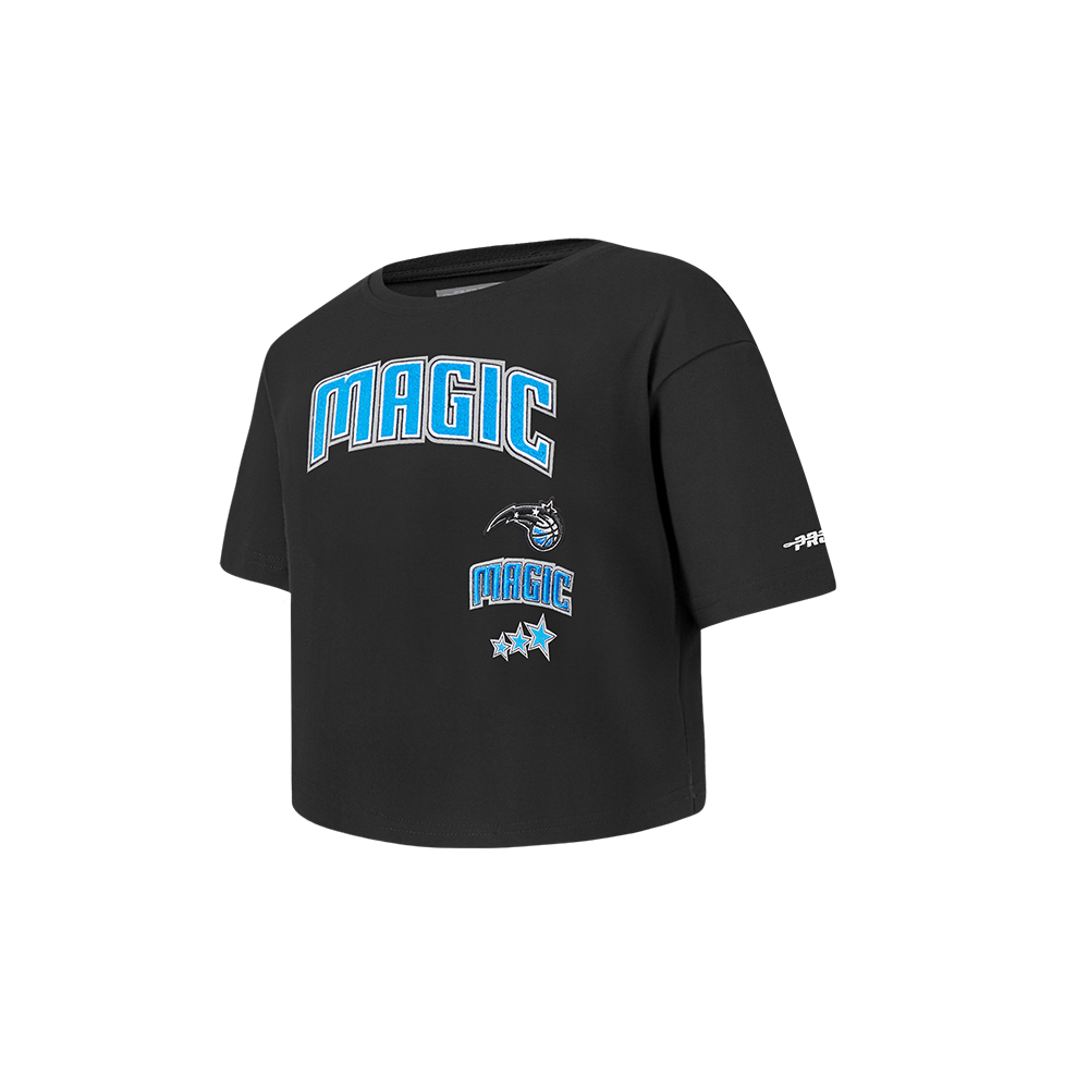 NBA ORLANDO MAGIC RETRO CLASSIC T-SHIRT À COUPE CARRÉE À MANCHES COURTES POUR FILLE BAMBIN (NOIR)