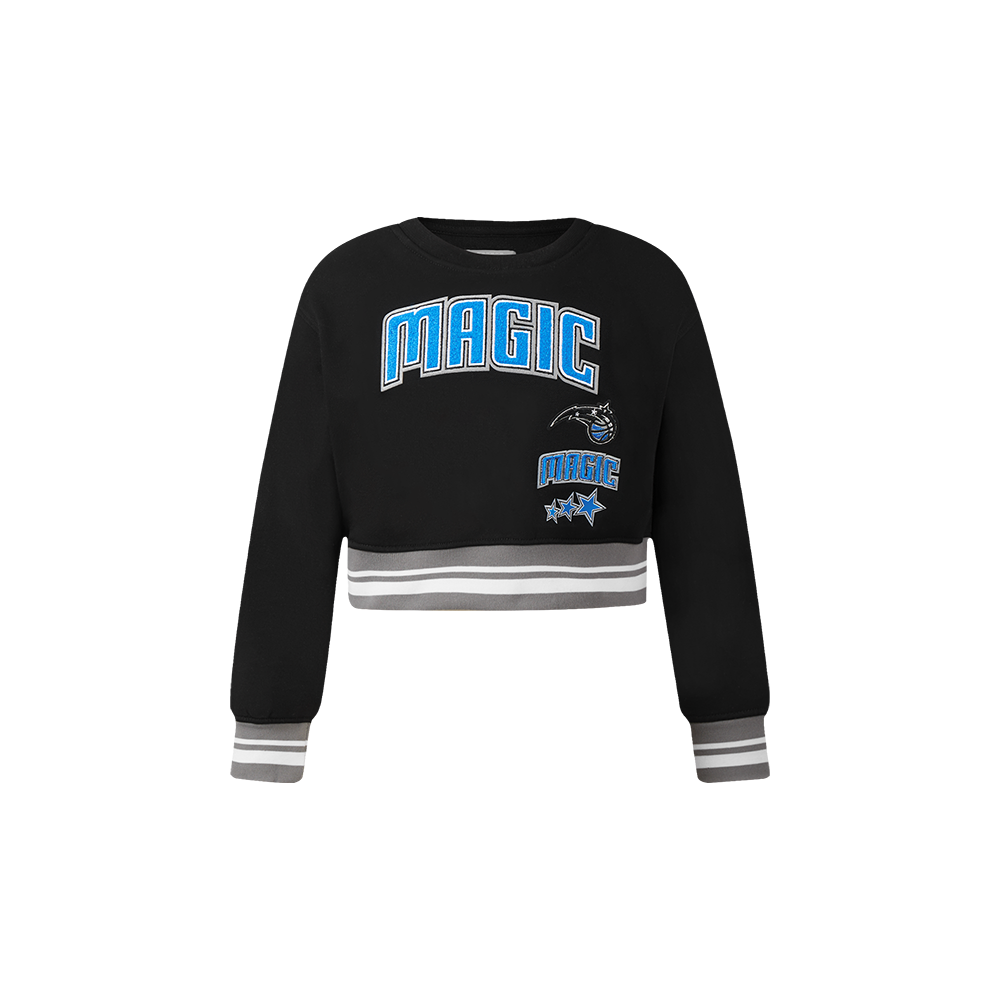 NBA ORLANDO MAGIC RETRO CLASSIC CHANDAIL À COL ROND EN MOLLETON CÔTELÉ POUR FILLE BAMBIN (NOIR/GRIS)