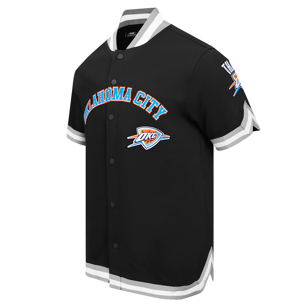 NBA OKLAHOMA CITY THUNDER CLASSIC MEN'S PRO SS DOUBLE KNIT JACKET  (BLACK/GRAY)