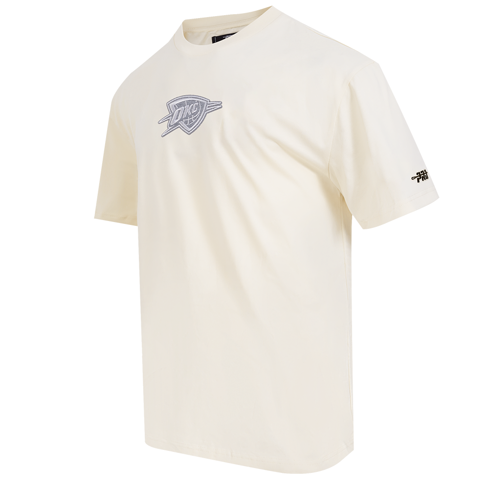 NBA OKLAHOMA CITY THUNDER REVERSE FRENCH TERRY MEN'S CJ DROP SHOULDER TEE (EGGSHELL)