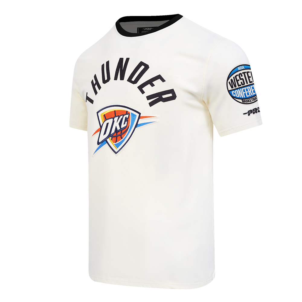 NBA OKLAHOMA CITY THUNDER MODERN ORIGINALS MEN'S RINGER TEE (EGGSHELL/ BLACK)