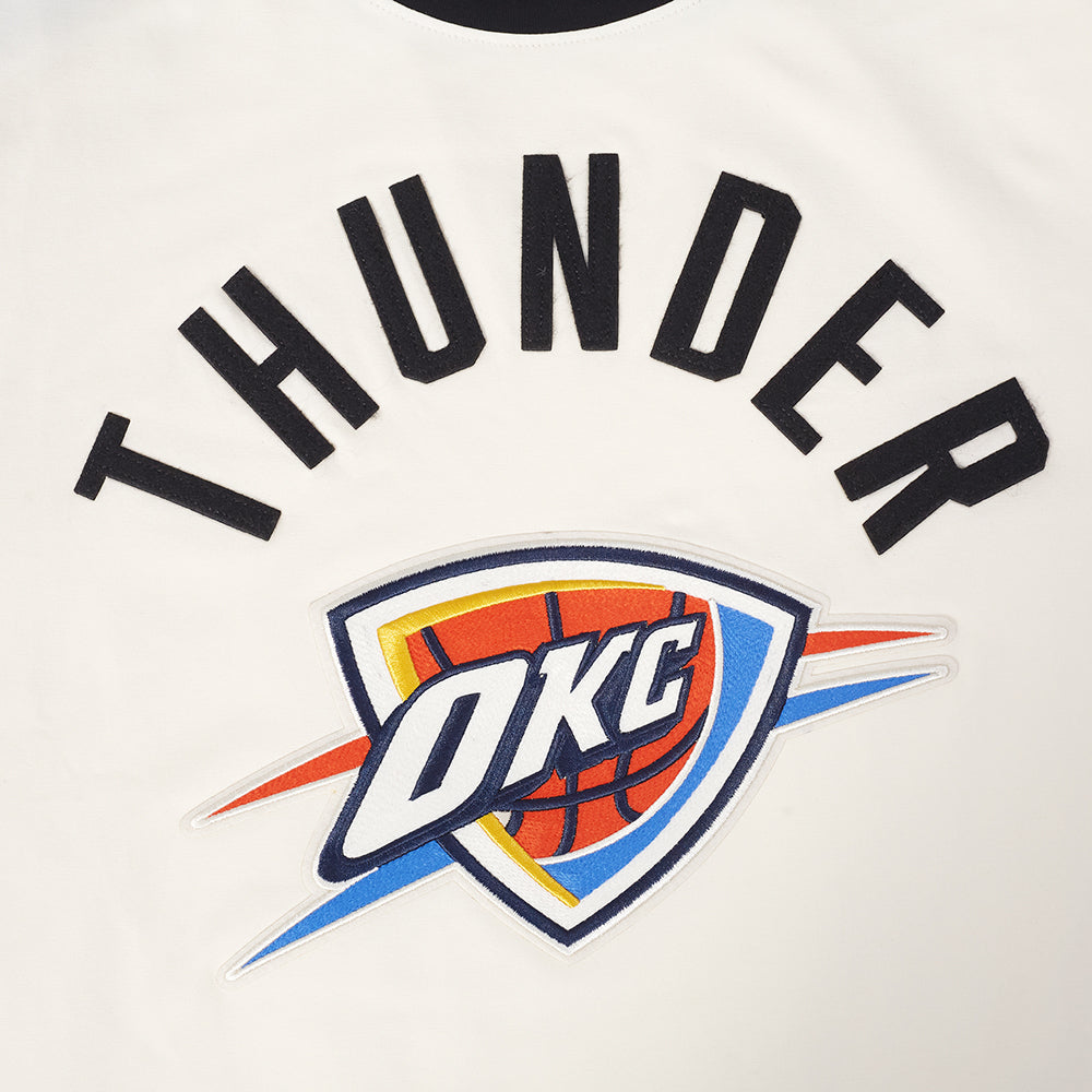 NBA OKLAHOMA CITY THUNDER MODERN ORIGINALS MEN'S RINGER TEE (EGGSHELL/ BLACK)