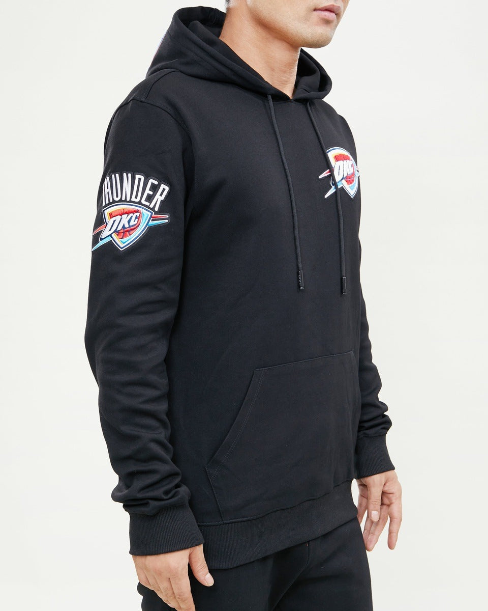 NBA OKLAHOMA CITY THUNDER CLASSIC CHENILLE MEN'S PULLOVER HOODIE (BLACK)