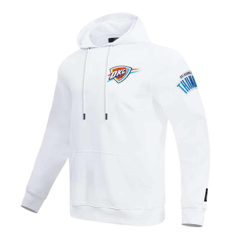 NBA OKLAHOMA CITY THUNDER CLASSIC CHENILLE MEN'S PULLOVER HOODIE (WHITE)