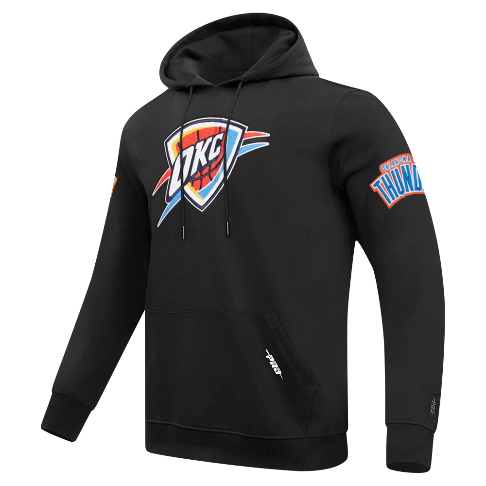 NBA OKLAHOMA CITY THUNDER RETRO CLASSIC MEN'S RIB PO HOODIE (BLACK)