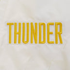 NBA OKLAHOMA CITY THUNDER BEST OF MEN'S RIB SATIN JACKET (EGGSHELL/ BLACK)