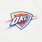 NBA OKLAHOMA CITY THUNDER BEST OF MEN'S RIB SATIN JACKET (EGGSHELL/ BLACK)