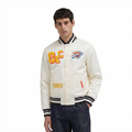 NBA OKLAHOMA CITY THUNDER BEST OF MEN'S RIB SATIN JACKET (EGGSHELL/ BLACK)