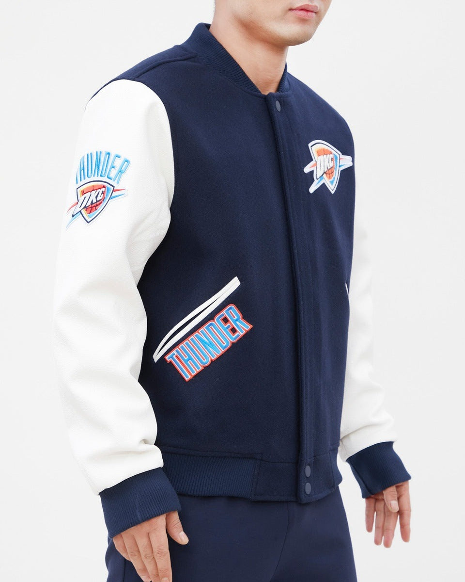 NBA OKLAHOMA CITY THUNDER CLASSIC WOOL MEN'S VARSITY JACKET (MIDNIGHT NAVY/WHITE)