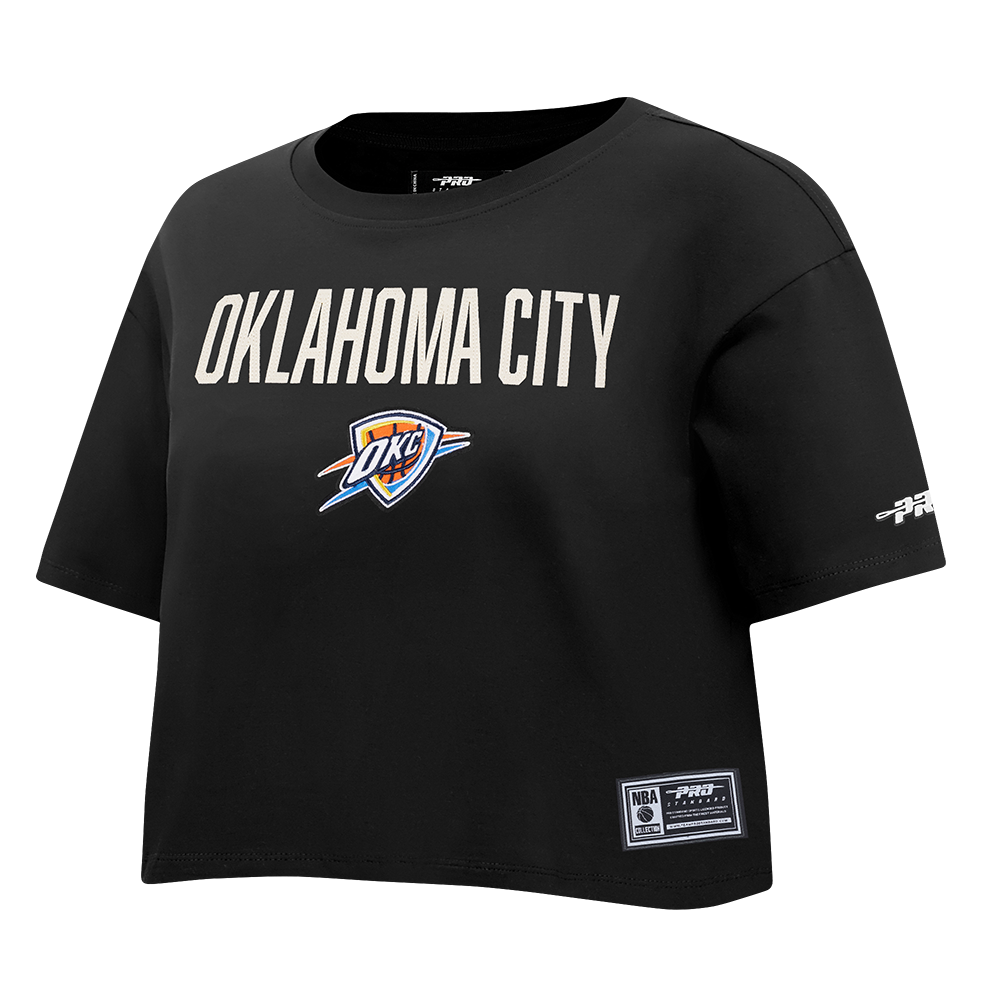 NBA OKLAHOMA CITY THUNDER MODERN ORIGINALS T-SHIRT EN JERSEY SIMPLE À COUPE CARRÉE POUR FEMME (NOIR)