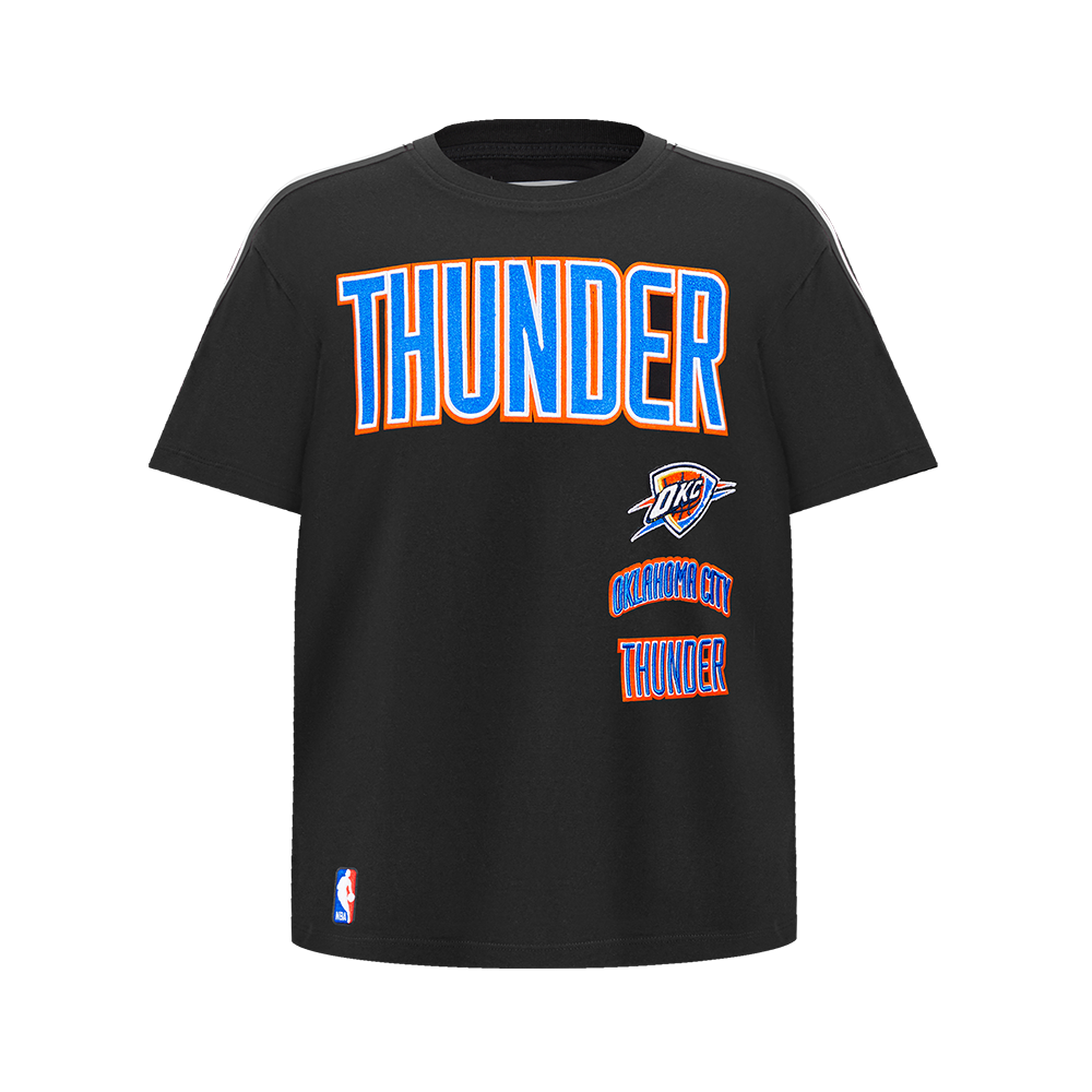 NBA OKLAHOMA CITY THUNDER RETRO CLASSIC SINGLE JERSEY BIG BOY'S SINGLE JERSEY TAPING TEE (BLACK)