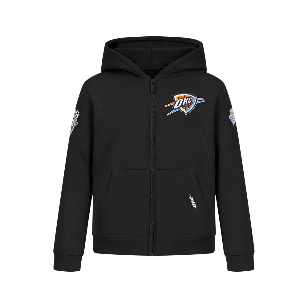 NBA OKLAHOMA CITY THUNDER CLASSIC BIG BOY'S FLC FZ PO HOODIE (BLACK)