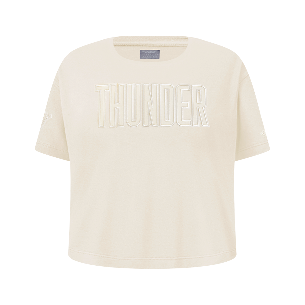 NBA OKLAHOMA CITY THUNDER NEUTRAL T-SHIRT À MANCHES COURTES ET À COUPE CARRÉE POUR FILLE JUNIOR (COQUILLE D'ŒUF)