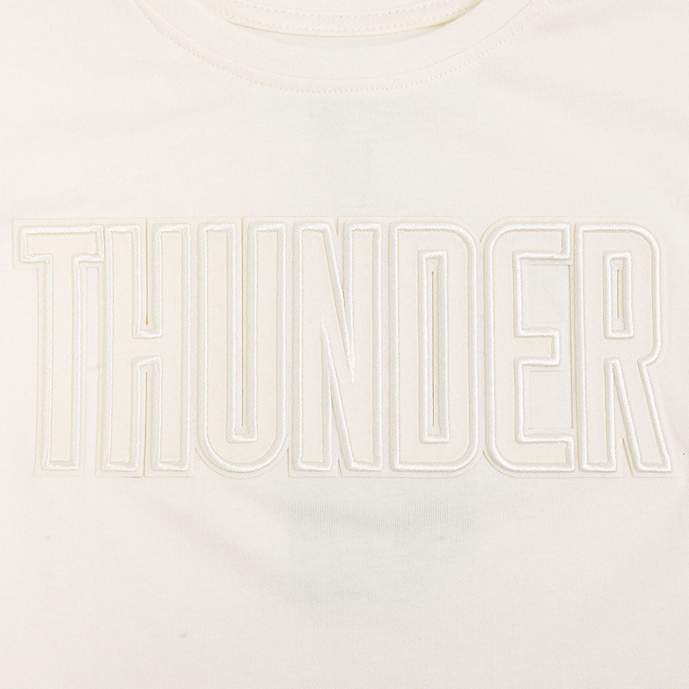 NBA OKLAHOMA CITY THUNDER NEUTRAL T-SHIRT À MANCHES COURTES ET À COUPE CARRÉE POUR FILLE JUNIOR (COQUILLE D'ŒUF)