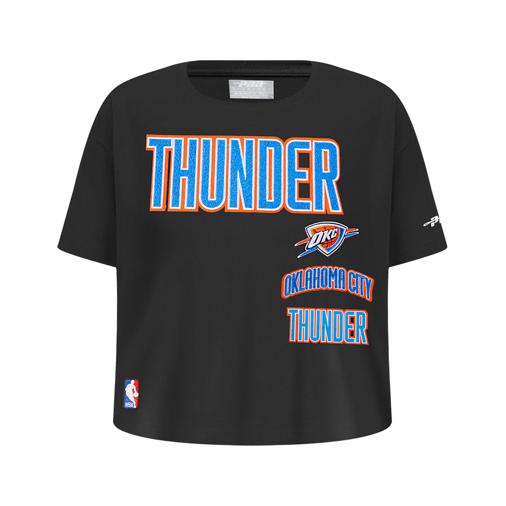 NBA OKLAHOMA CITY THUNDER RETRO CLASSIC BIG GIRL'S SHORT SLEEVE BOXY TEE (BLACK)