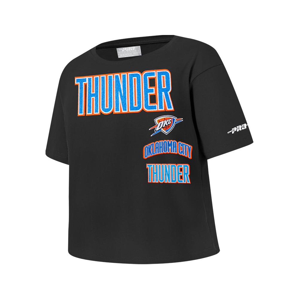 NBA OKLAHOMA CITY THUNDER RETRO CLASSIC BIG GIRL'S SHORT SLEEVE BOXY TEE (BLACK)