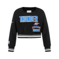 NBA OKLAHOMA CITY THUNDER RETRO CLASSIC BIG GIRL'S RIB FLC CREWNECK (BLACK)