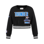 NBA OKLAHOMA CITY THUNDER RETRO CLASSIC BIG GIRL'S RIB FLC CREWNECK (BLACK)
