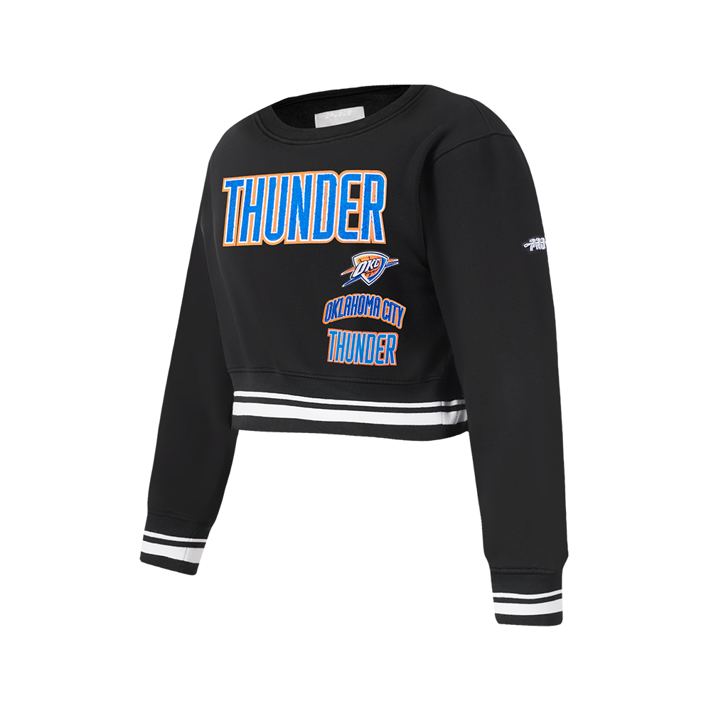NBA OKLAHOMA CITY THUNDER RETRO CLASSIC BIG GIRL'S RIB FLC CREWNECK (BLACK)