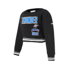 NBA OKLAHOMA CITY THUNDER RETRO CLASSIC BIG GIRL'S RIB FLC CREWNECK (BLACK)