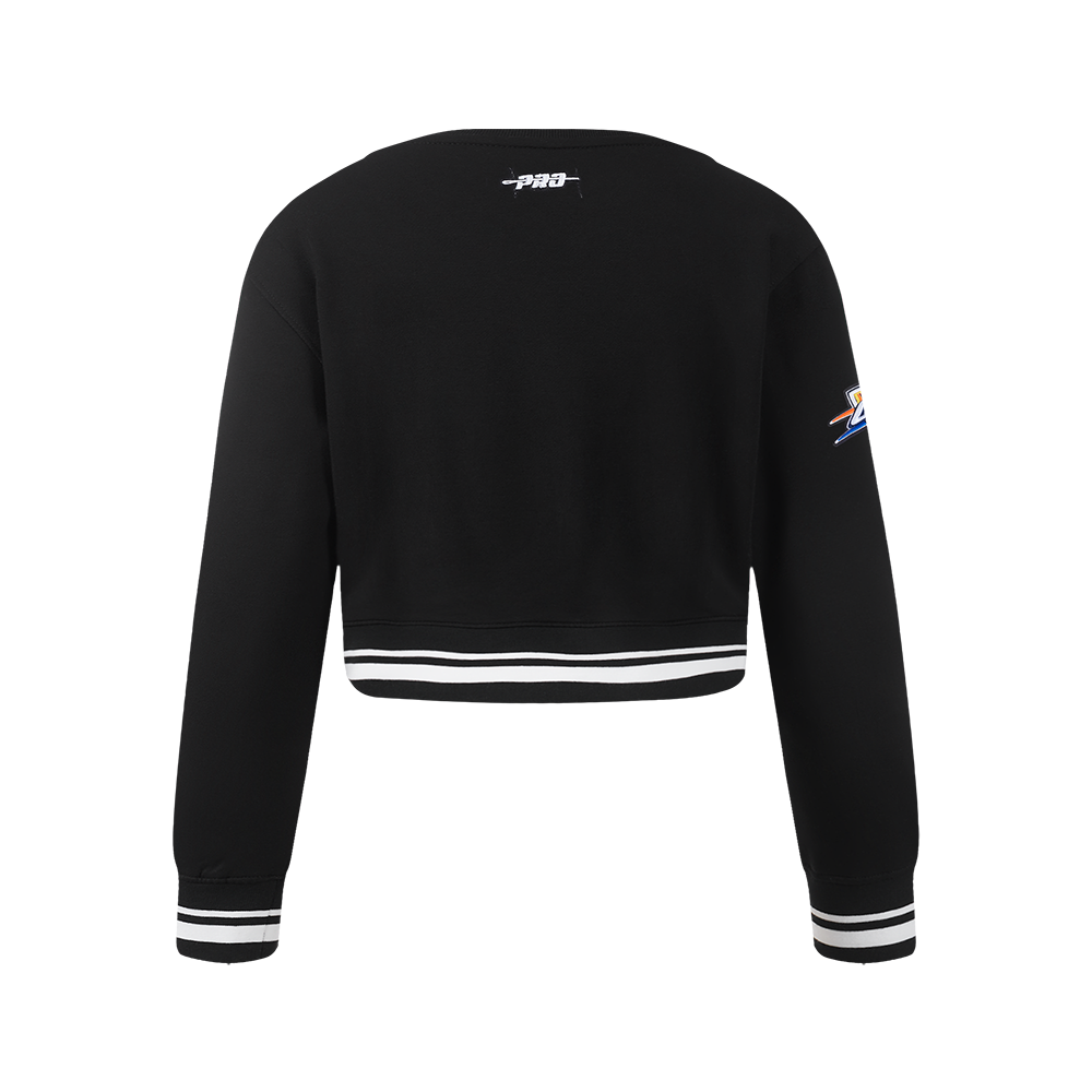 NBA OKLAHOMA CITY THUNDER RETRO CLASSIC BIG GIRL'S RIB FLC CREWNECK (BLACK)