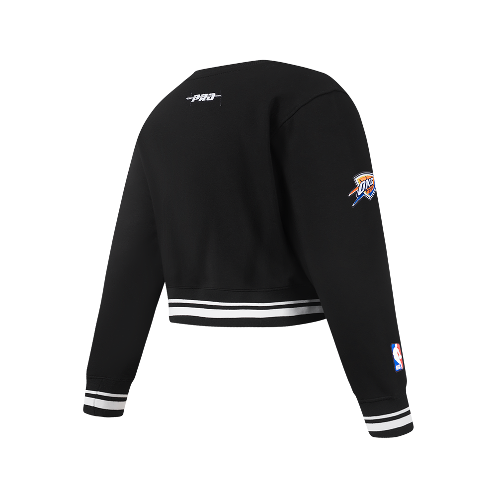 NBA OKLAHOMA CITY THUNDER RETRO CLASSIC BIG GIRL'S RIB FLC CREWNECK (BLACK)