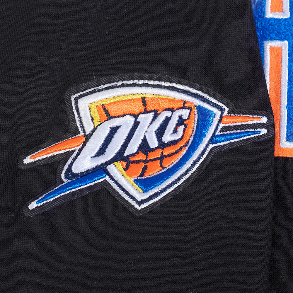 NBA OKLAHOMA CITY THUNDER RETRO CLASSIC BIG GIRL'S RIB FLC CREWNECK (BLACK)