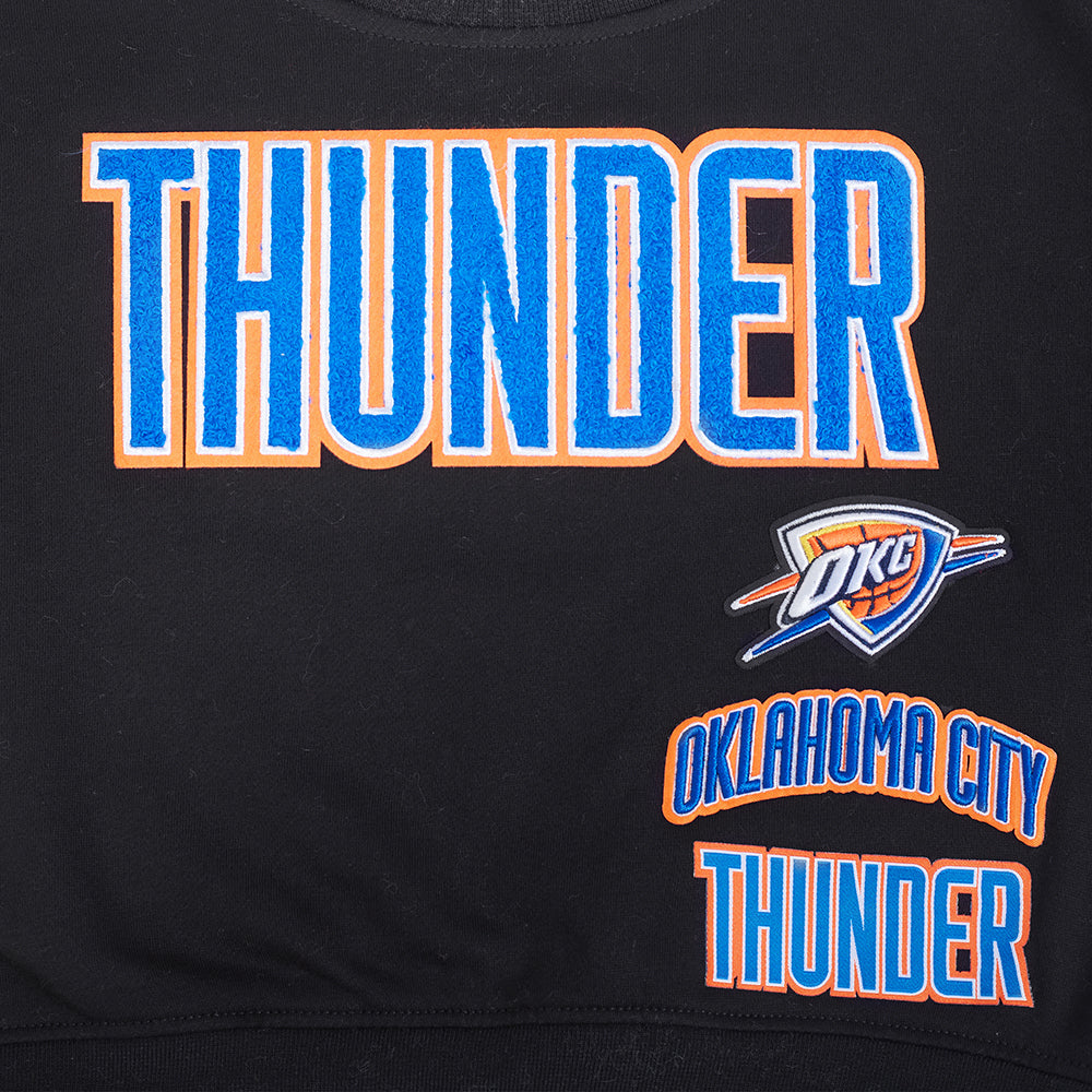 NBA OKLAHOMA CITY THUNDER RETRO CLASSIC BIG GIRL'S RIB FLC CREWNECK (BLACK)