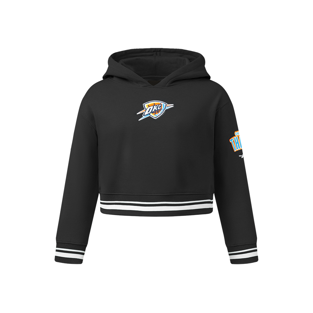 NBA OKLAHOMA CITY THUNDER RETRO CLASSIC BIG GIRL'S RIB FLC PO HOODIE (BLACK)