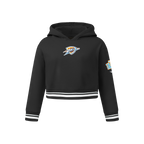 NBA OKLAHOMA CITY THUNDER RETRO CLASSIC BIG GIRL'S RIB FLC PO HOODIE (BLACK)