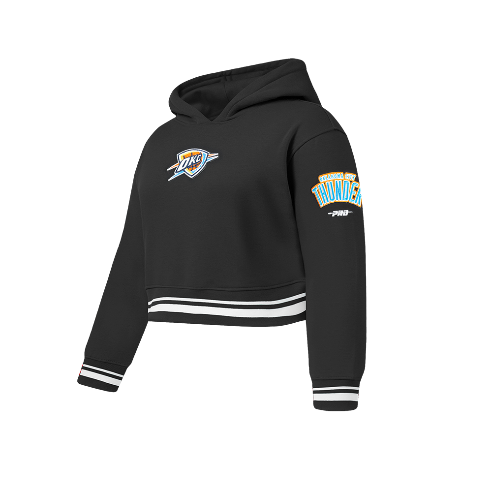 NBA OKLAHOMA CITY THUNDER RETRO CLASSIC BIG GIRL'S RIB FLC PO HOODIE (BLACK)