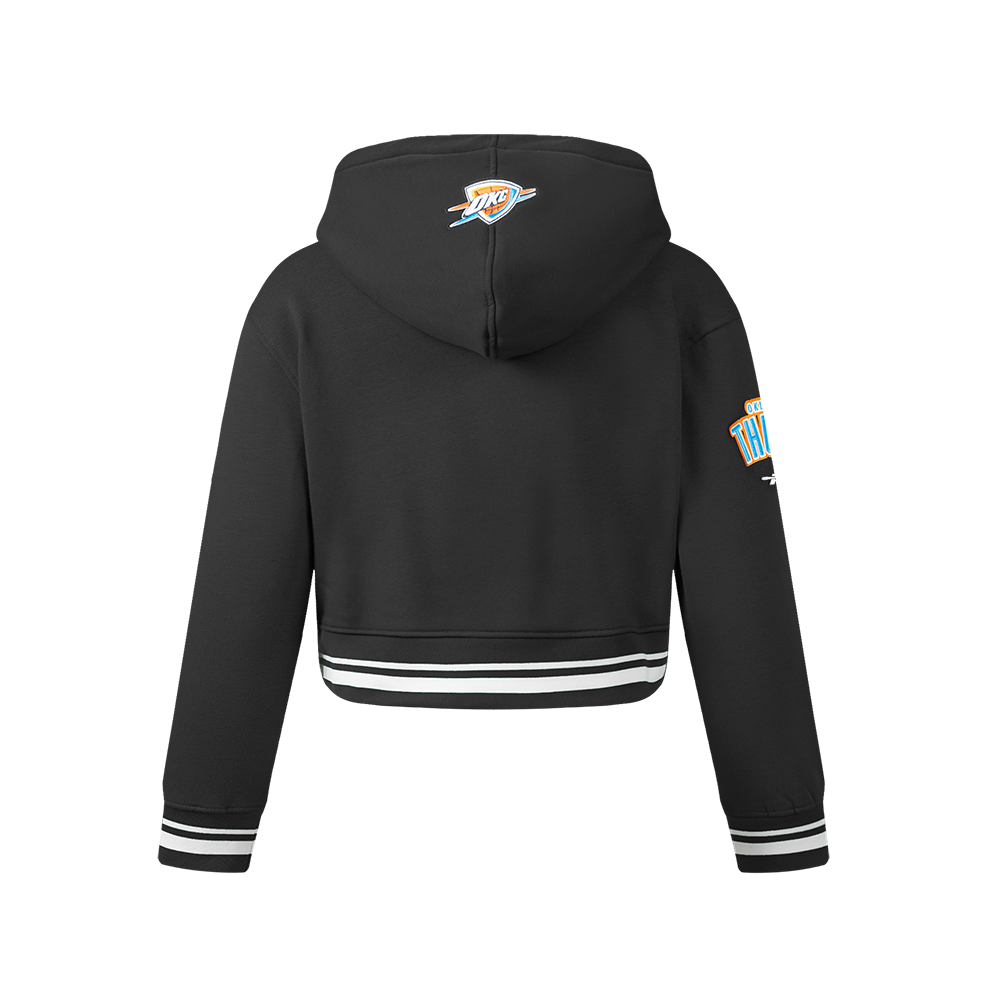 NBA OKLAHOMA CITY THUNDER RETRO CLASSIC BIG GIRL'S RIB FLC PO HOODIE (BLACK)