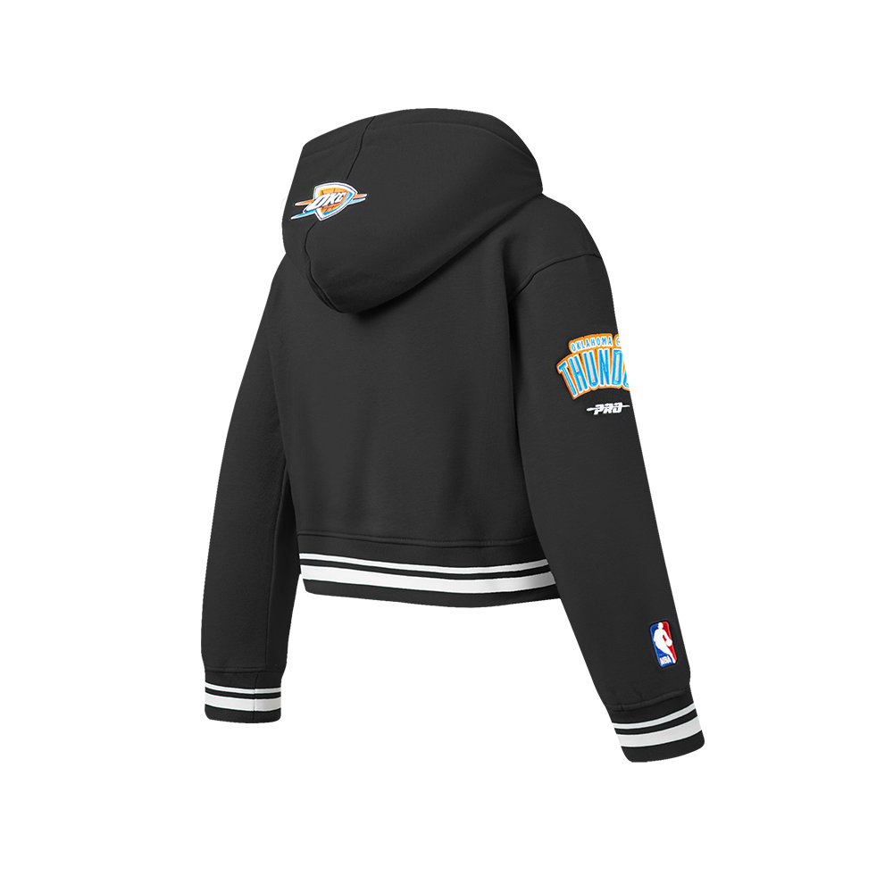 NBA OKLAHOMA CITY THUNDER RETRO CLASSIC BIG GIRL'S RIB FLC PO HOODIE (BLACK)