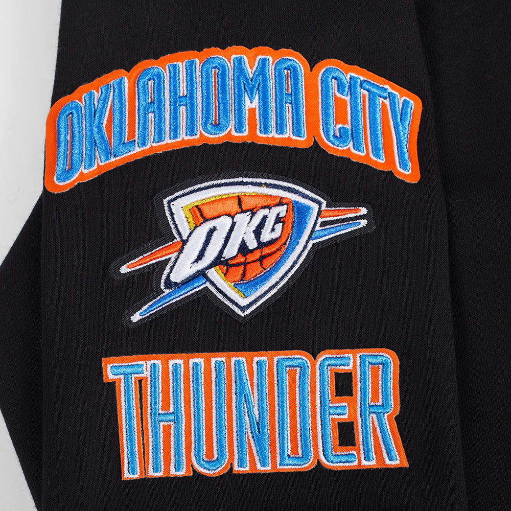 NBA OKLAHOMA CITY THUNDER RETRO CLASSIC BIG GIRL'S RIB FLC PO HOODIE (BLACK)